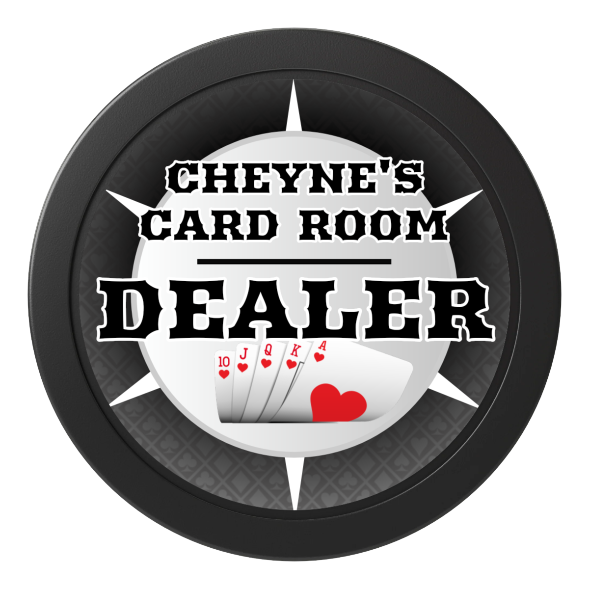 Cheyne's Card Room 2" Composite Dealer Button - Black - Front