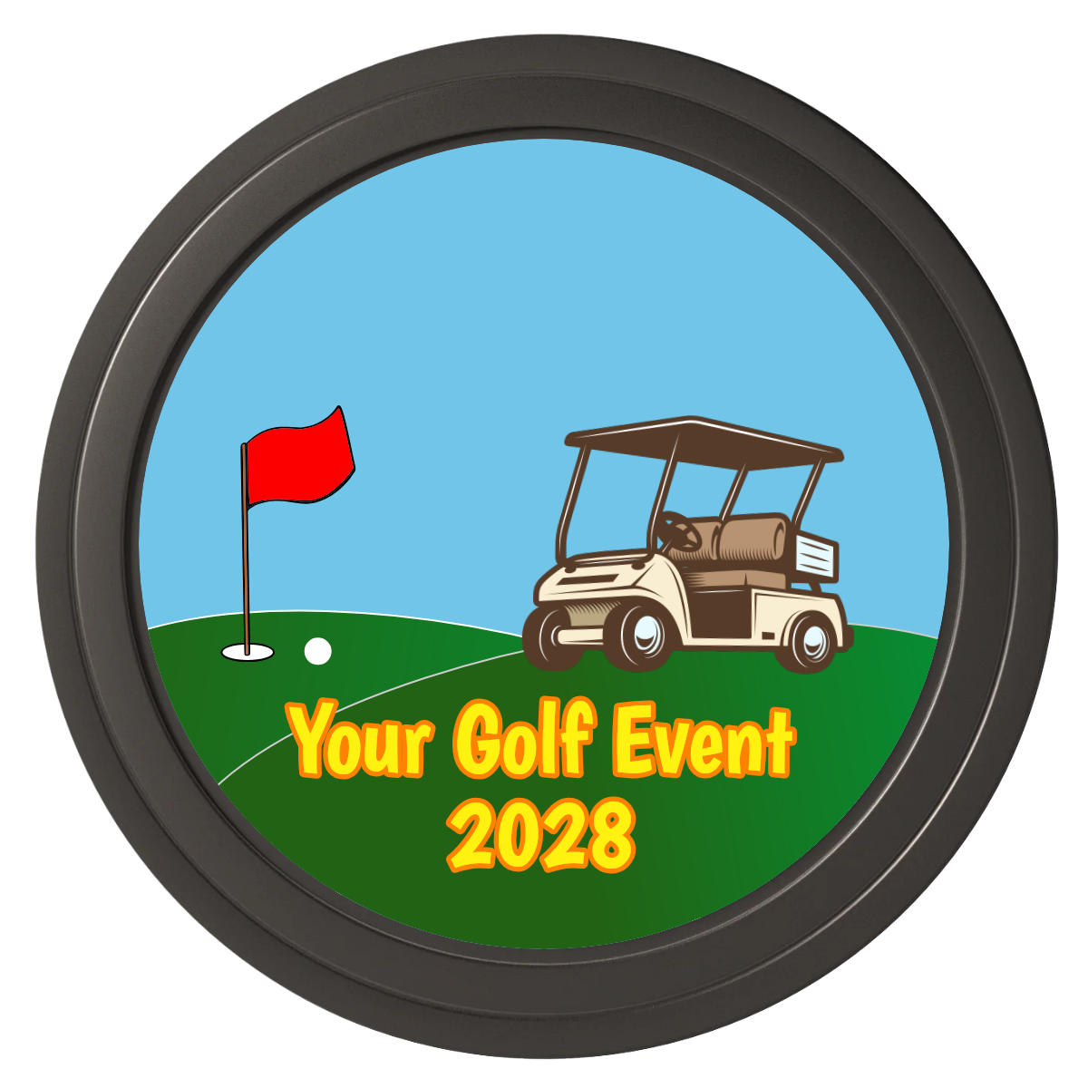 Going Golfing Today Composite Poker Chips - Black / Solid - Front