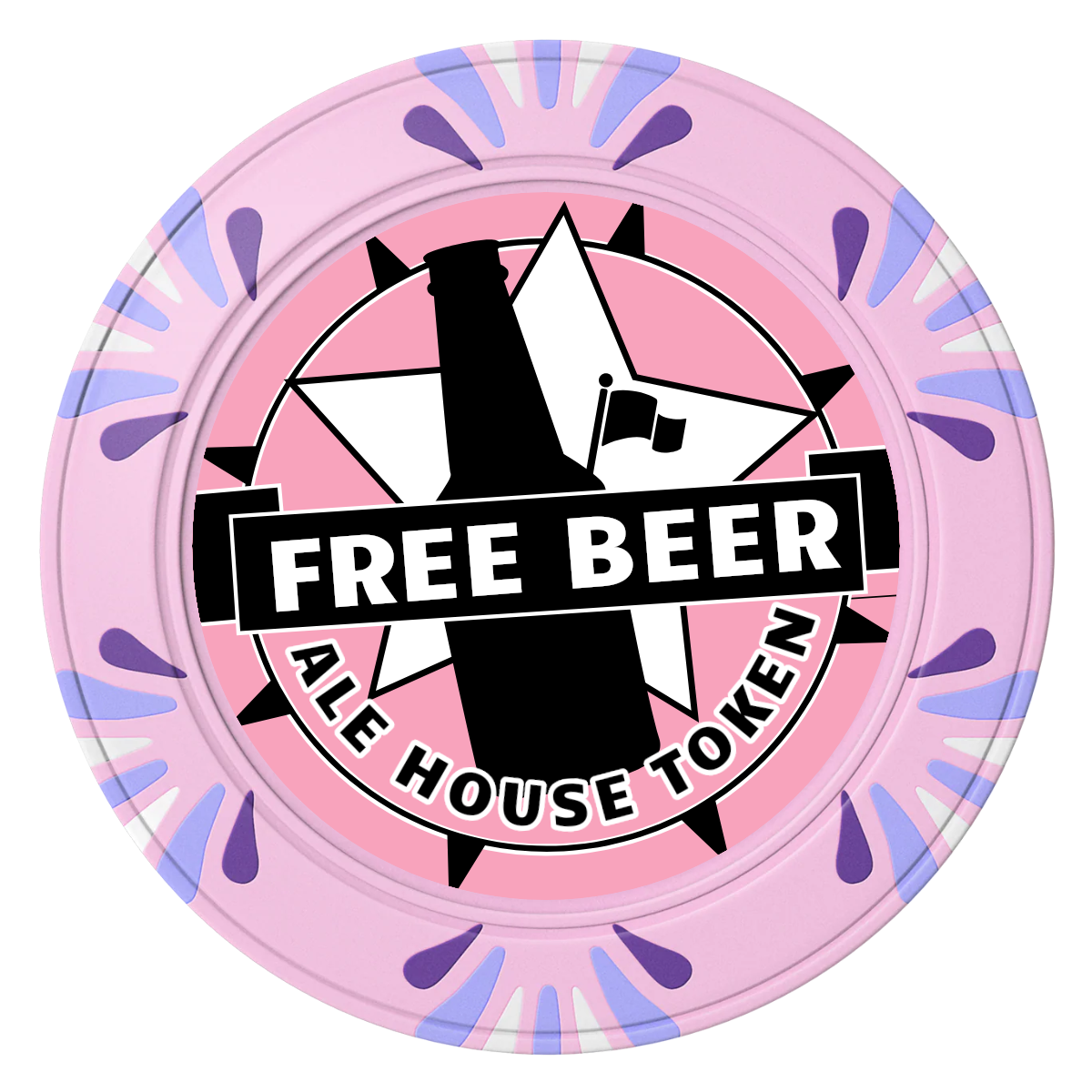 Free Beer Drink Clay Poker Chips - Pink / Macau / 40mm - Front