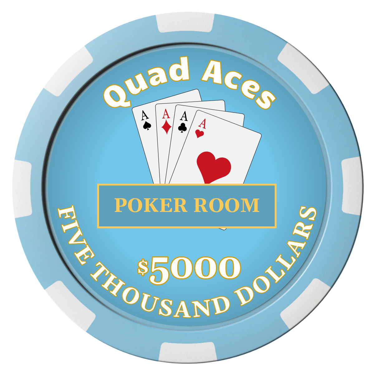 Quad Aces Composite Poker Chips - Light Blue / 8 Spot - Front