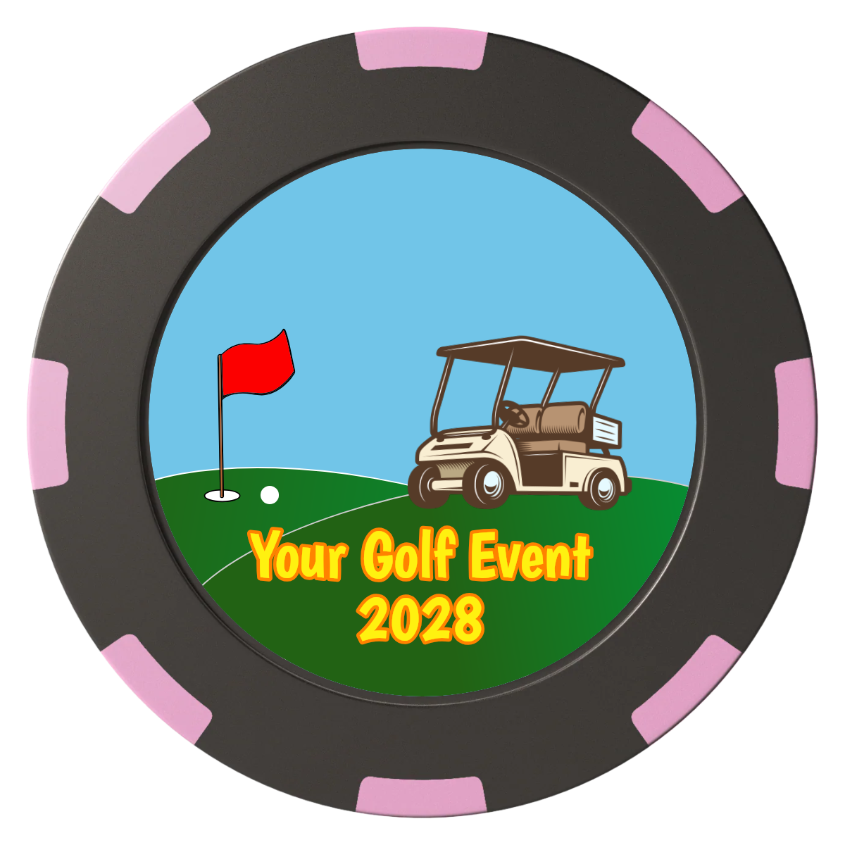 Going Golfing Today Clay Poker Chips - Black / 8 Spot (2 Tone) / 40mm - Front