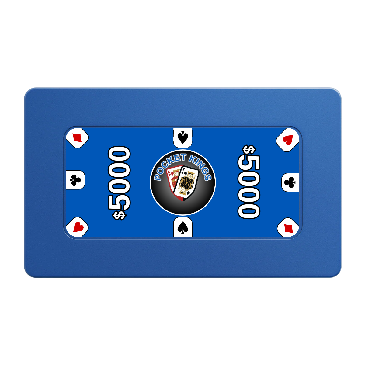 Pocket Kings Rectangular Poker Chip Plaques - Blue - Front