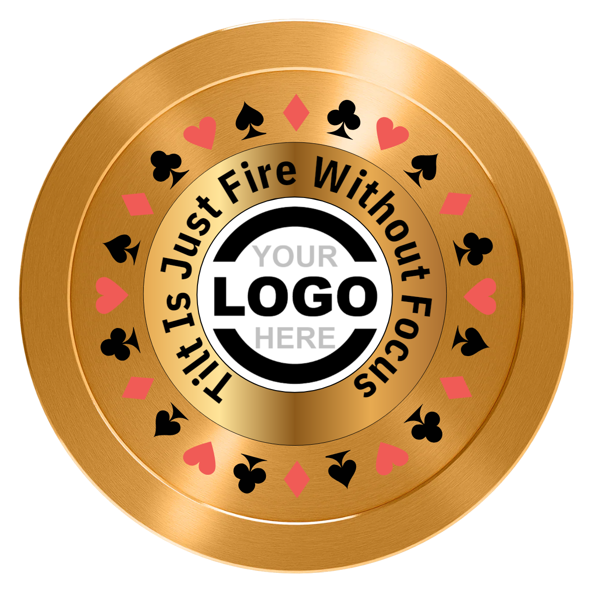 Texas Hold Em' Aluminum Poker Chips - Gold - Front