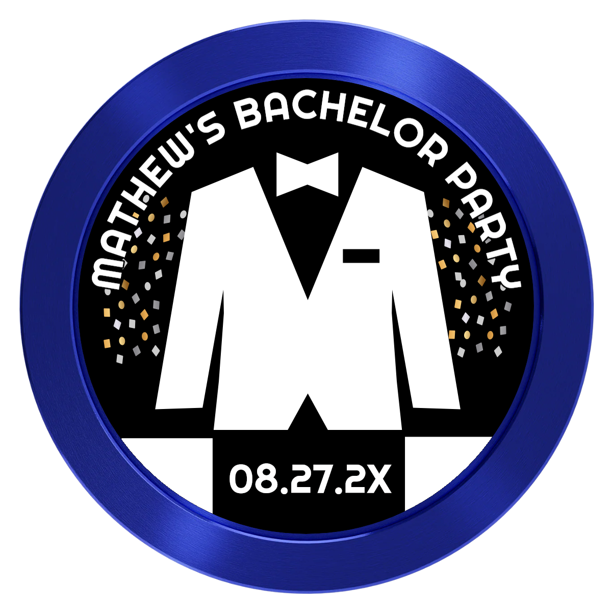 Bachelor No More Bowtie Aluminum Poker Chips - Blue - Front