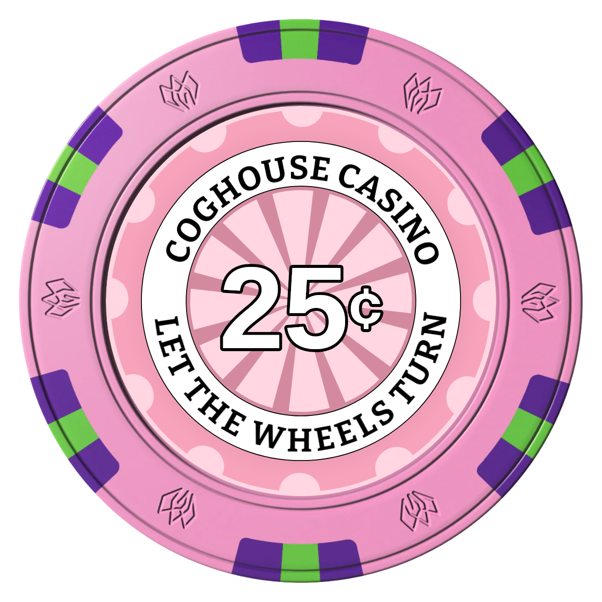 Cog House Clay Poker Chips - Pink / 6 Spot Gem / 40mm - Front