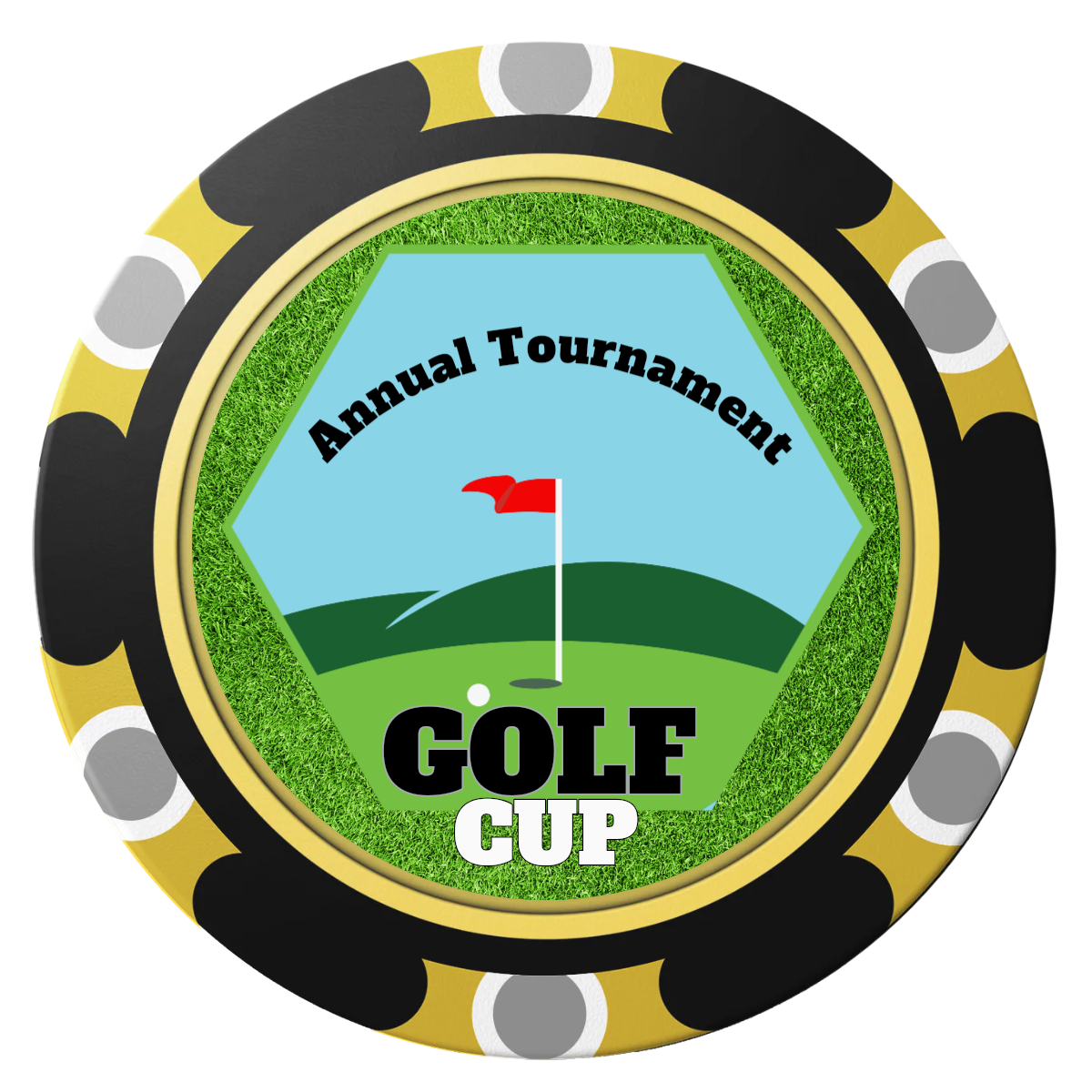 Golf Cup Clay Poker Chips - Black / Monte Carlo / 40mm - Back
