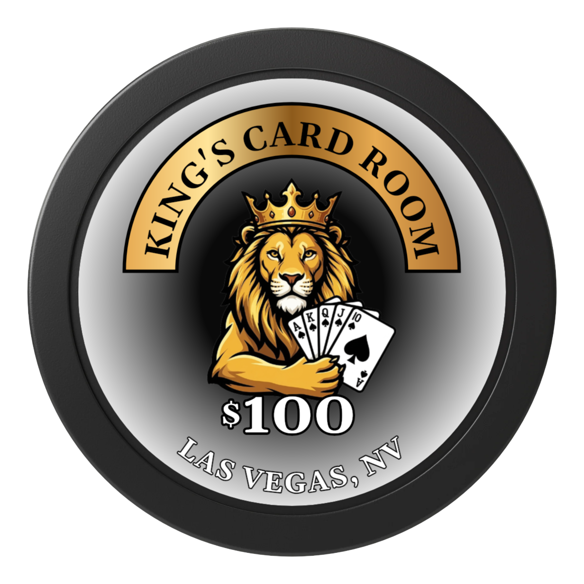 King's Card Room 2" Oversized Poker Chips - Black - Front