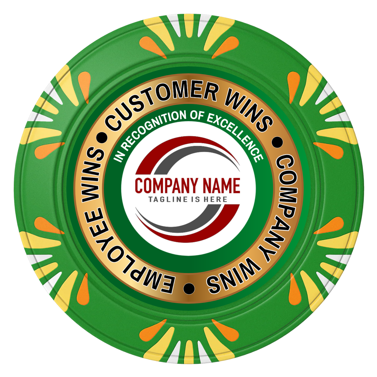 Gold Standard Clay Poker Chips - Green / Macau / 40mm - Front