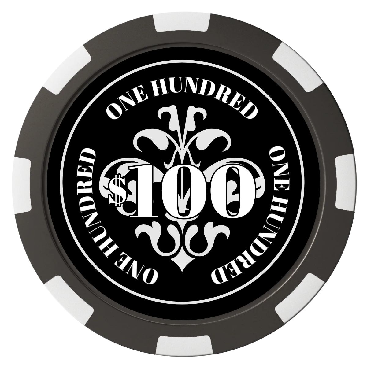 Gothic Revival Composite Poker Chips - Black / 8 Spot - Back