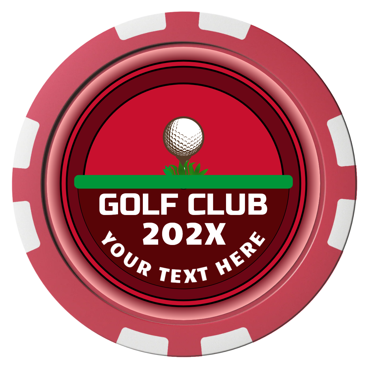 Teed Up Composite Poker Chips - Red / 8 Stripe - Front