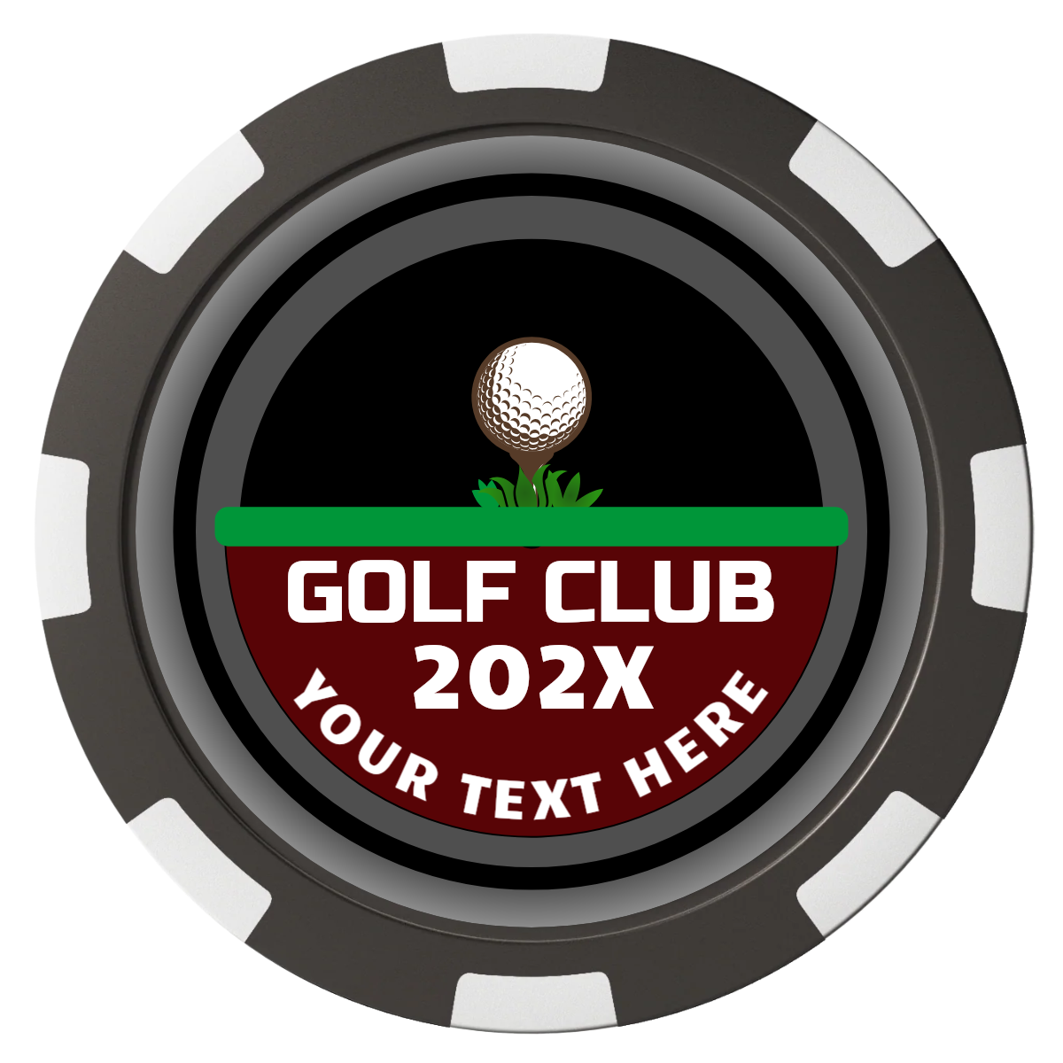 Teed Up Composite Poker Chips - Black / 8 Spot - Back