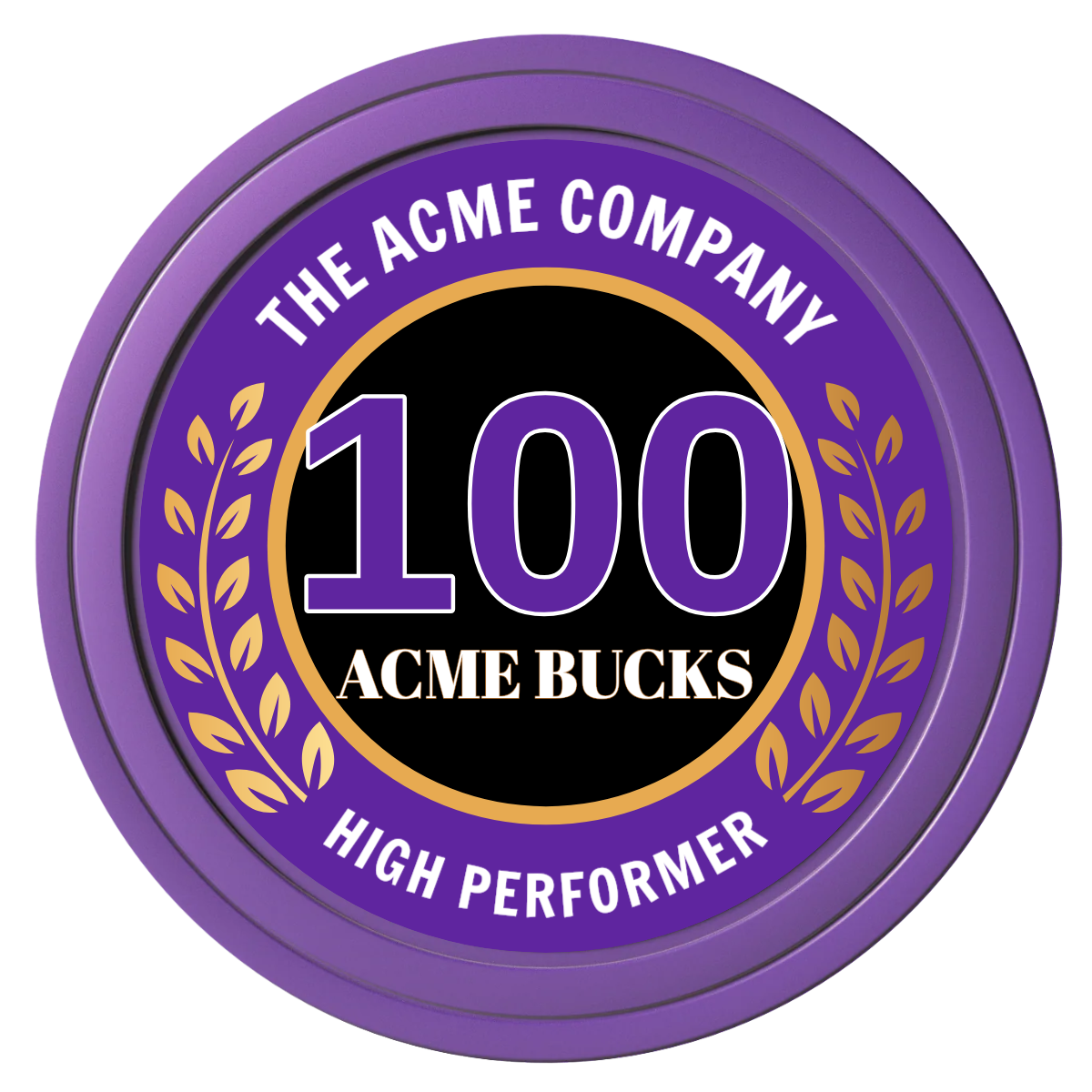 Achievement Wreath Composite Poker Chips - Purple / Solid - Front