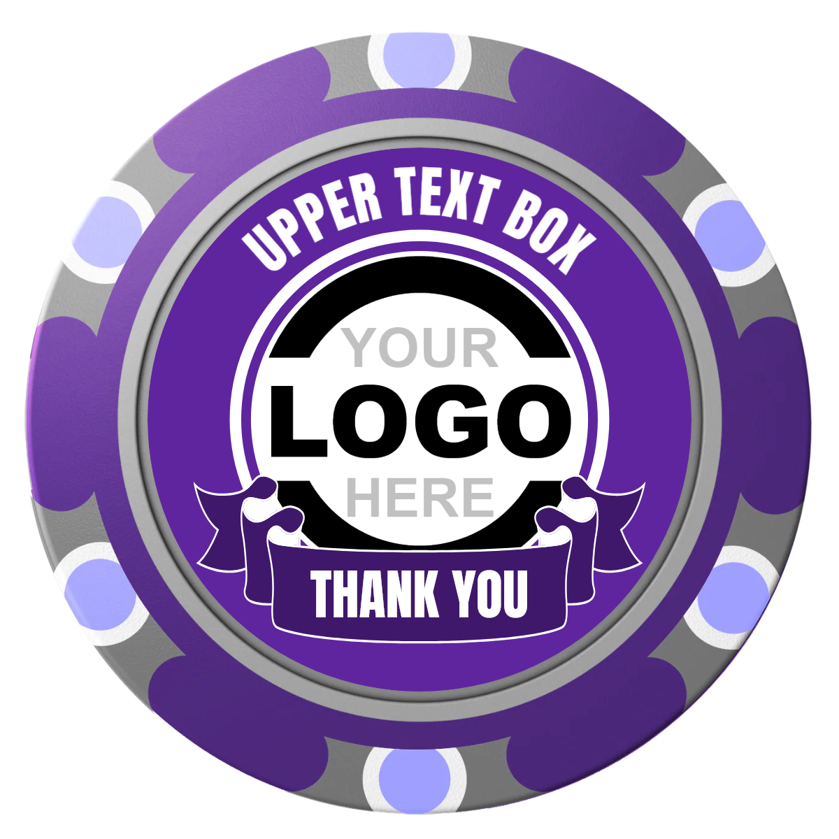 Lower Banner Clay Poker Chips - Purple / Monte Carlo / 40mm - Front