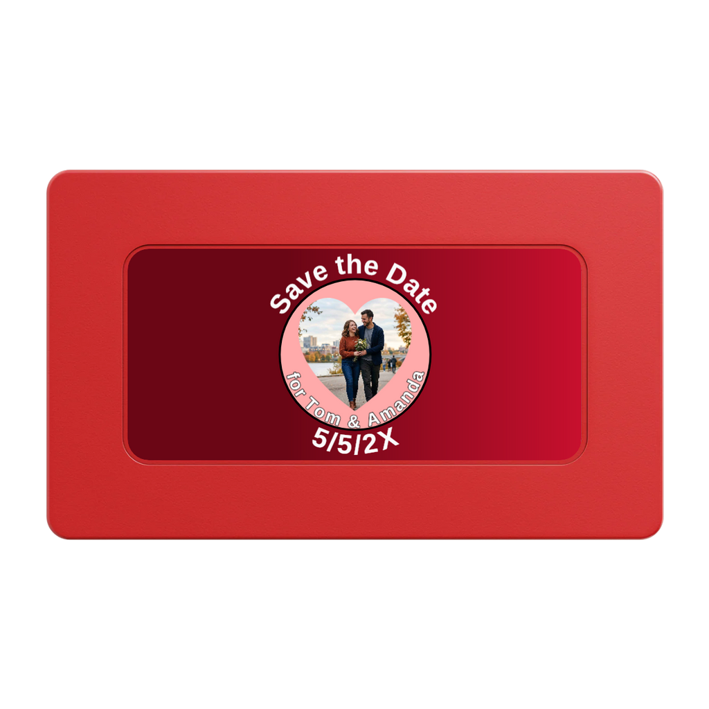 Save the Date #01 Rectangular Poker Chip Plaques - Red - Front