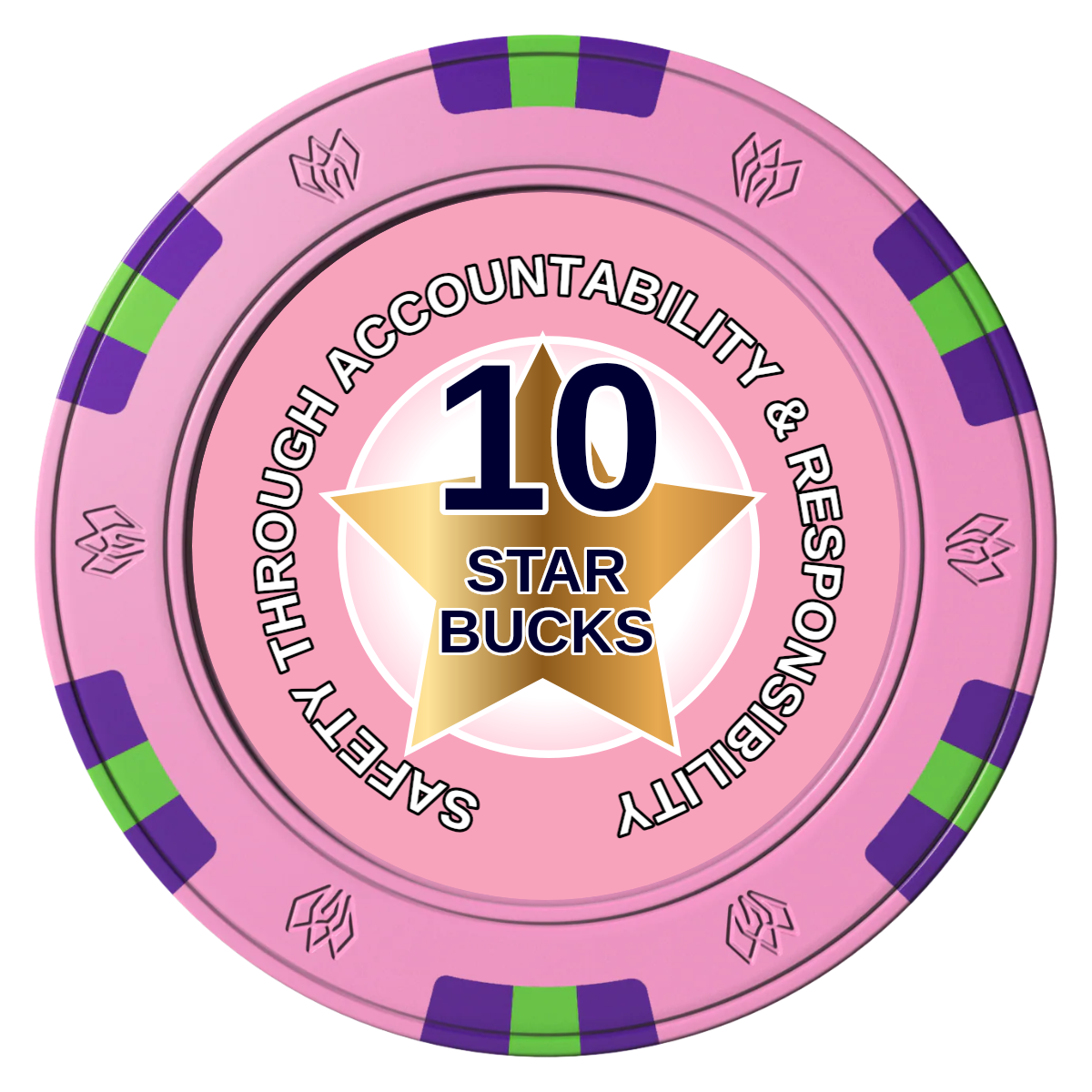 Safety Star Clay Poker Chips - Pink / 6 Spot Gem / 40mm - Front