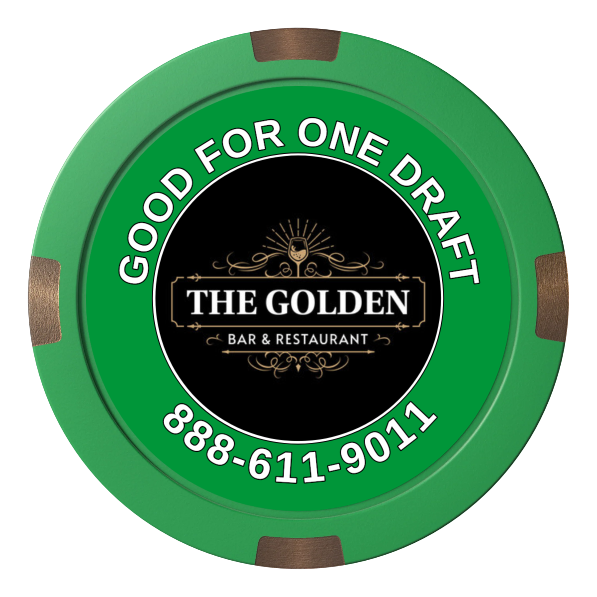 Branded Logo Bar Drink Token Composite & Metal Hybrid Poker Chips - Green - Back