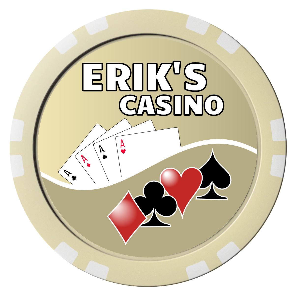 Erik's Casino Composite Poker Chips - Ivory / Double Stripe - Front