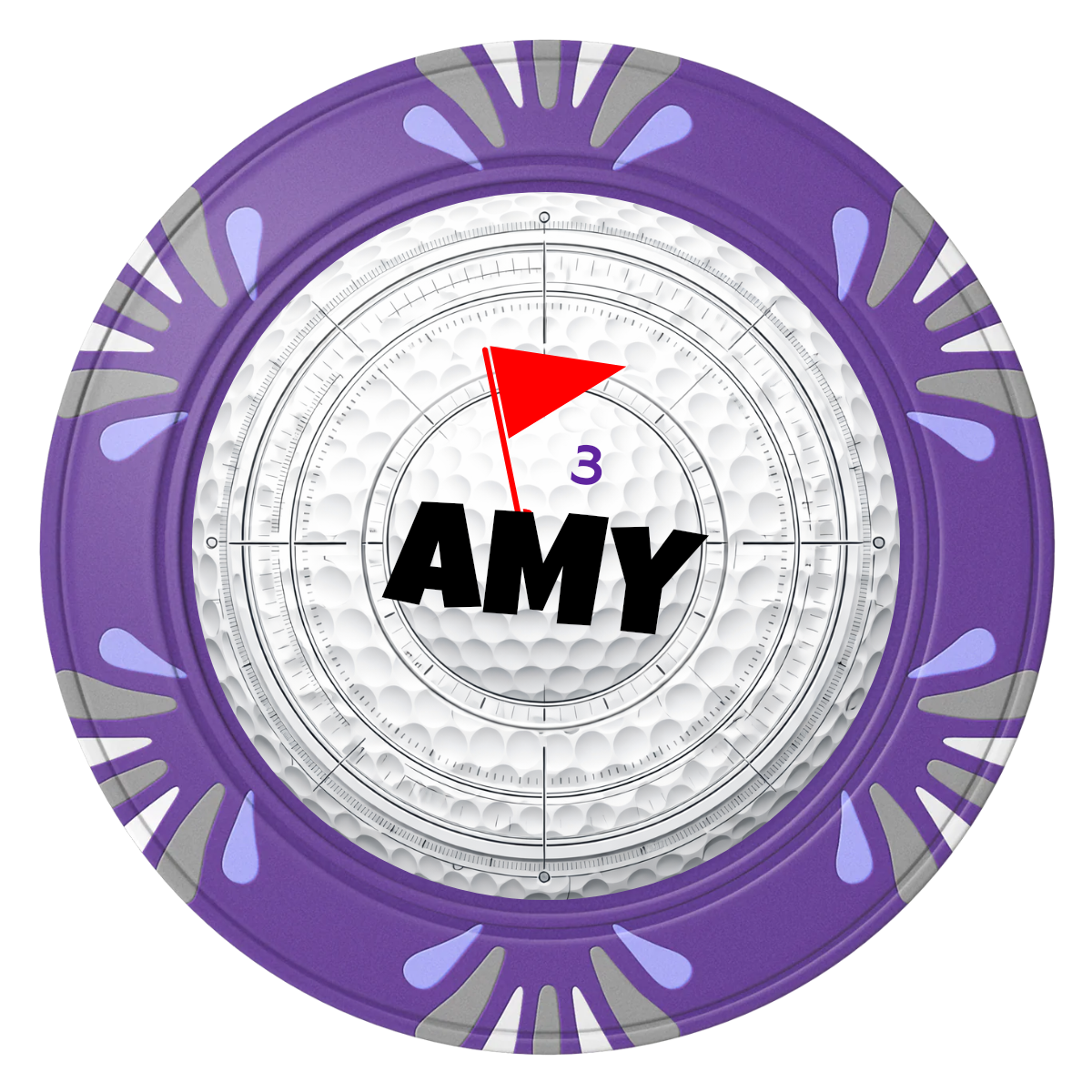Ball Marcus Jr. Clay Poker Chips - Purple / Macau / 40mm - Front
