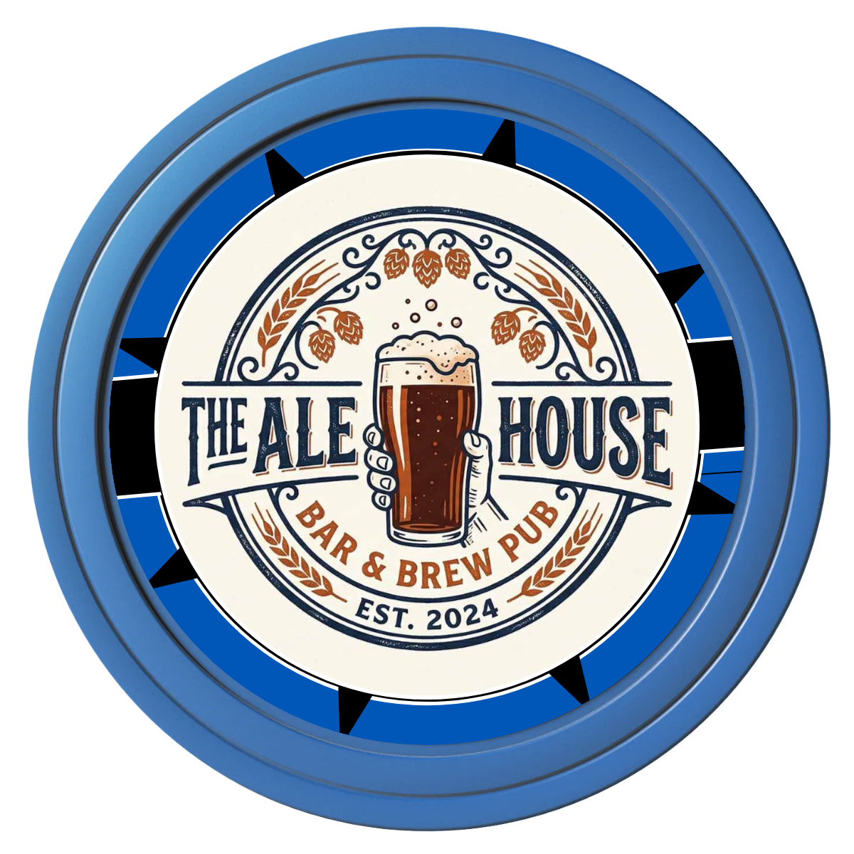 Free Beer Drink Composite Poker Chips - Blue / Solid - Back