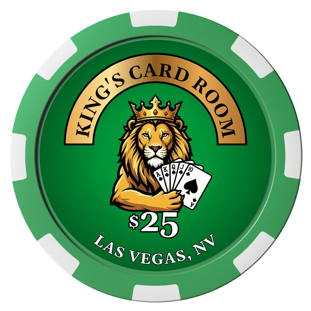 King's Card Room Magnetic Composite Poker Chips - Green / 8 Spot - Front