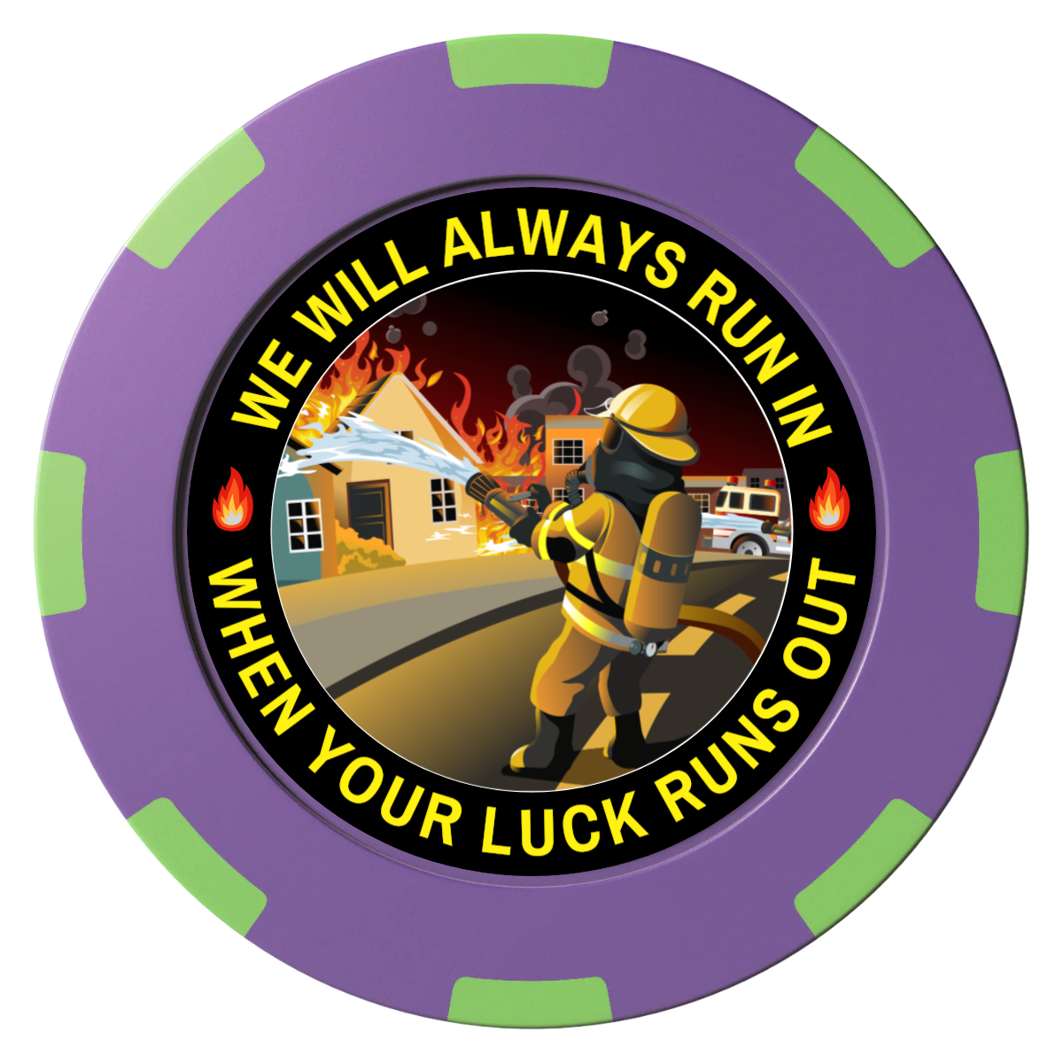 Firefighter Maltese Cross Clay Poker Chips - Purple / 8 Spot (2 Tone) / 40mm - Front