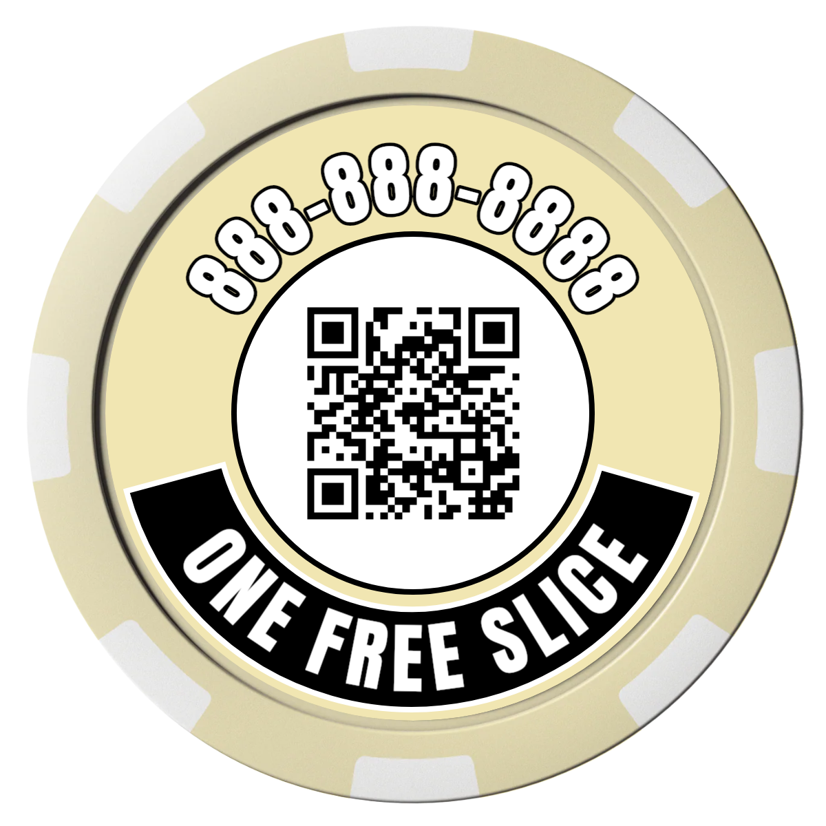 Brew Pub or Pizzeria with Logo Magnetic Composite Poker Chips - Ivory / 8 Spot - Back
