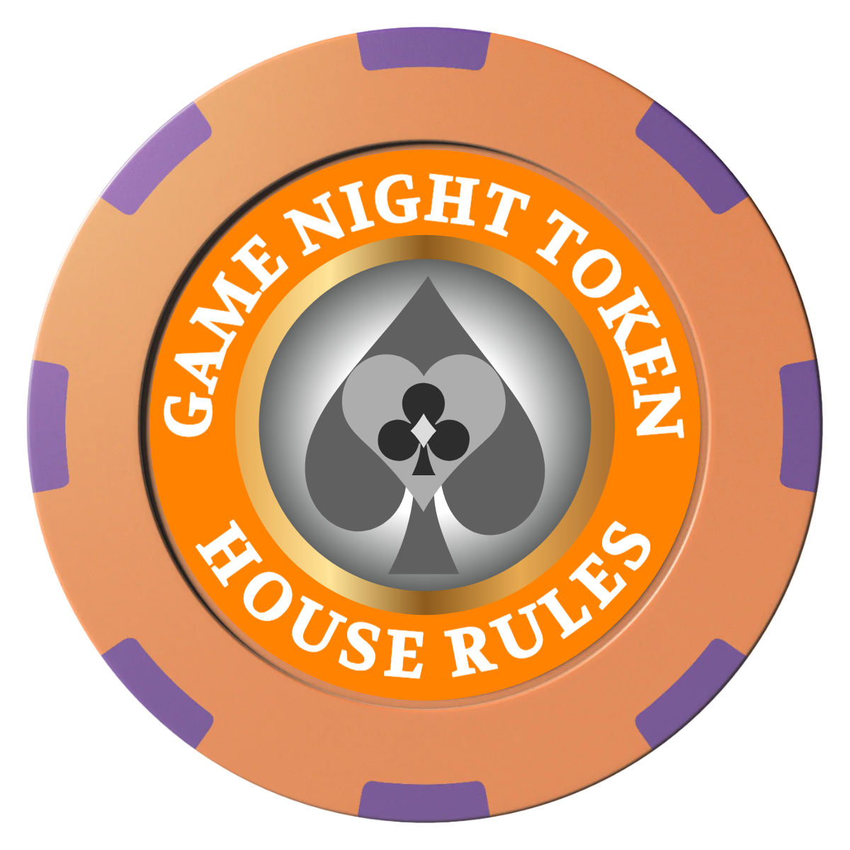 Stacked Suits Clay Poker Chips - Orange / 8 Spot (2 Tone) / 40mm - Front