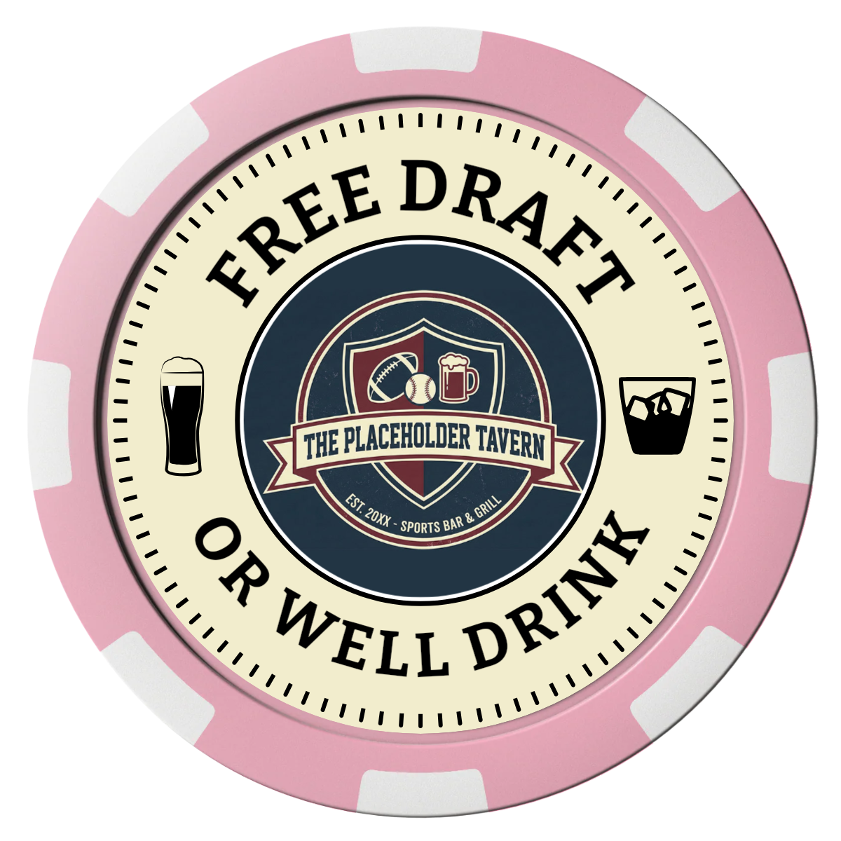 Beer Shop Composite Poker Chips - Pink / 8 Spot - Front