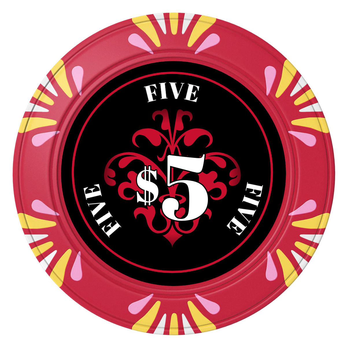 Gothic Revival Clay Poker Chips - Red / Macau / 40mm - Front