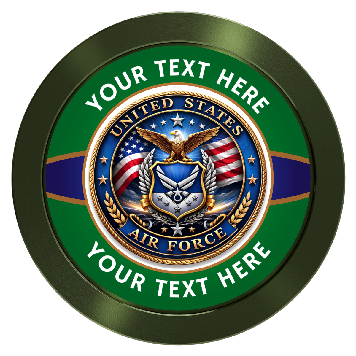 Air Force Aluminum Poker Chips - Green - Back
