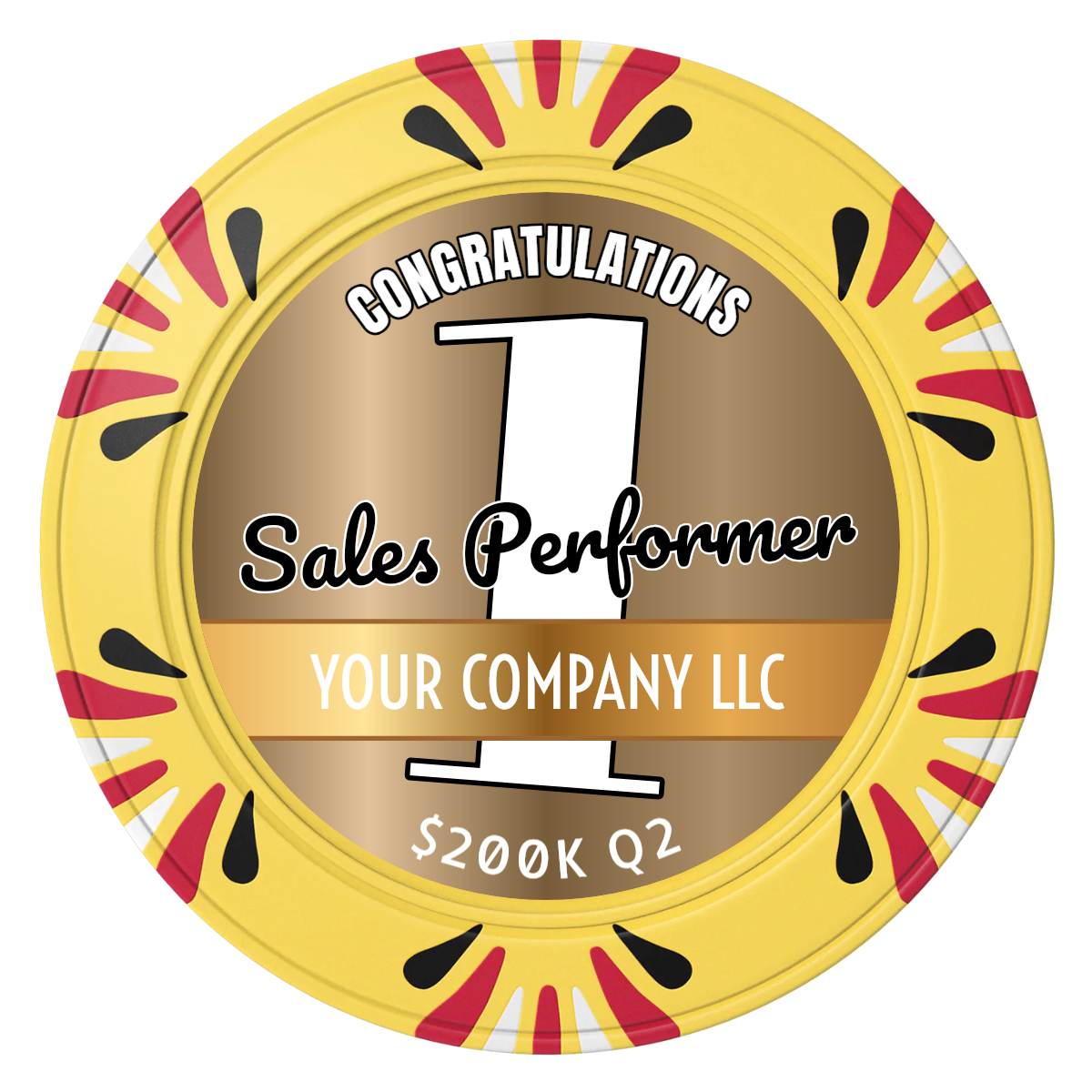 Top Sales Performer Clay Poker Chips - Yellow / Macau / 40mm - Front