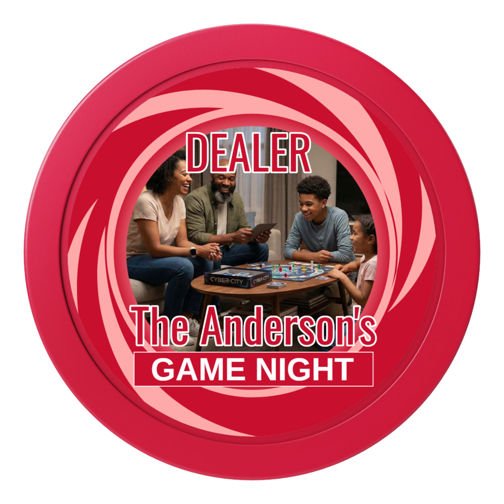 Anderson's Game Night 2" Composite Dealer Button - Red - Back
