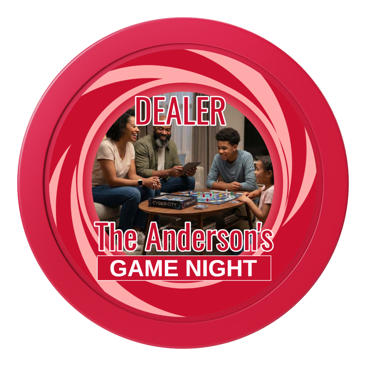Anderson's Game Night 2" Composite Dealer Button - Red - Back