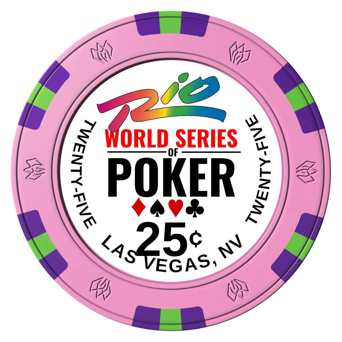 WSOP Clay Poker Chips - Pink / 6 Spot Gem / 40mm - Front