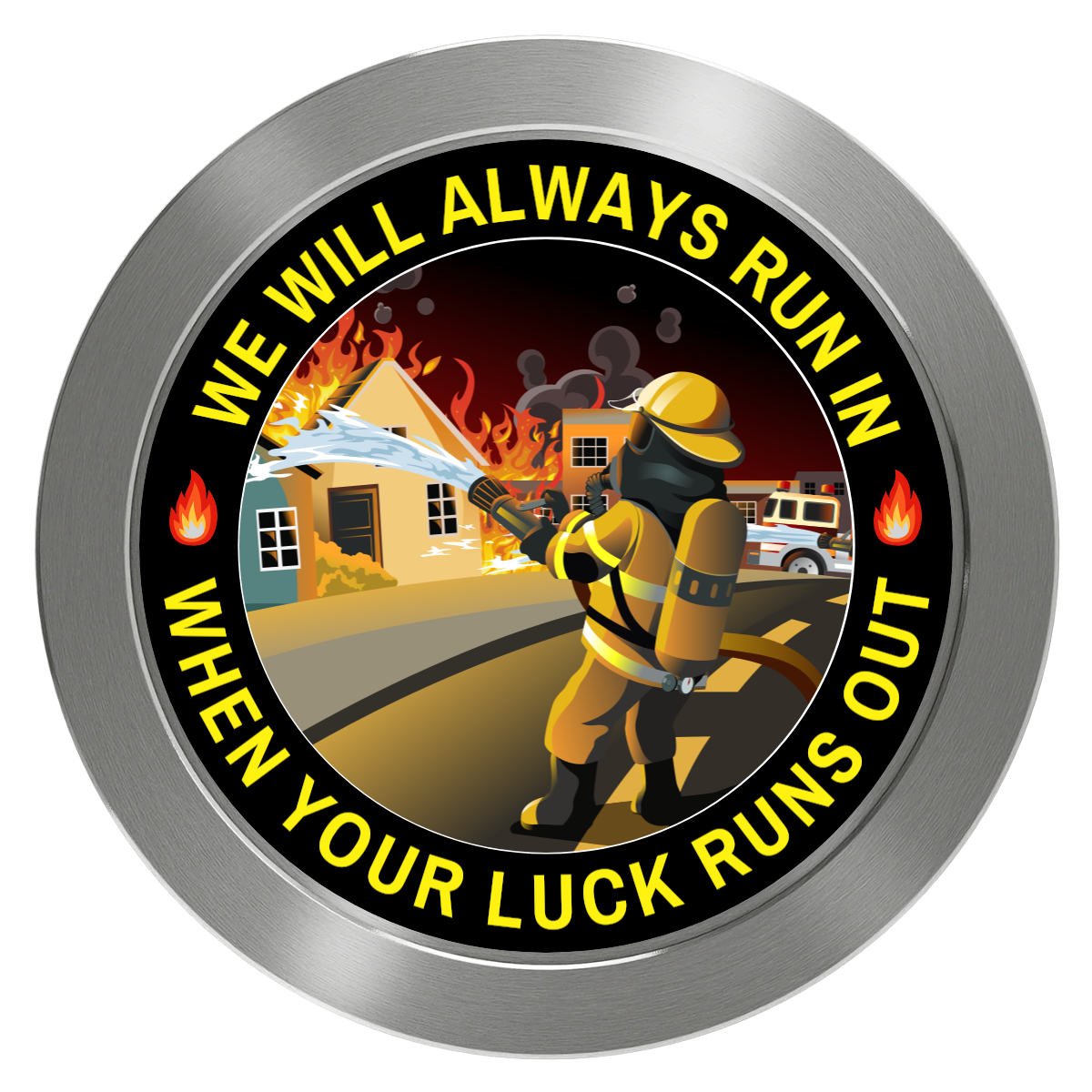 Firefighter Maltese Cross Aluminum Poker Chips - Silver - Front