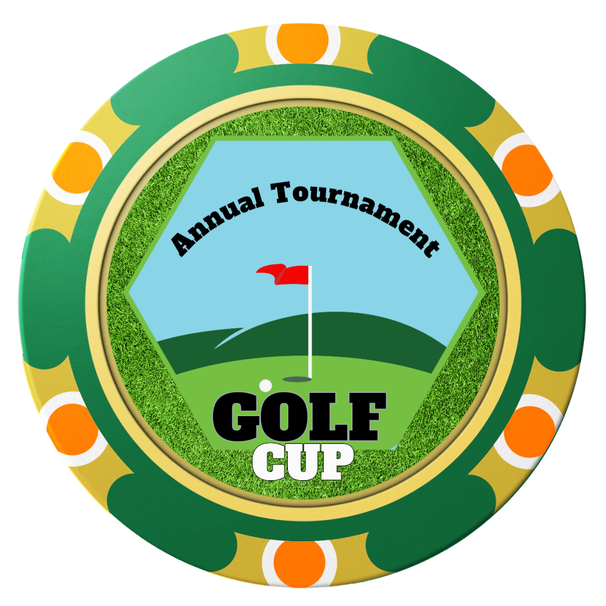 Golf Cup Clay Poker Chips - Green / Monte Carlo / 40mm - Front
