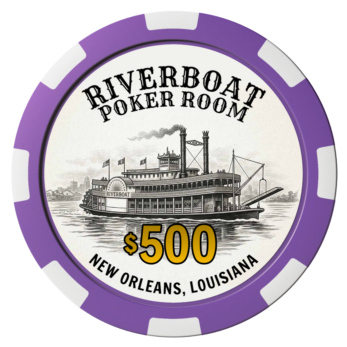 Riverboat Poker Room Composite Poker Chips - Purple / 8 Spot - Front
