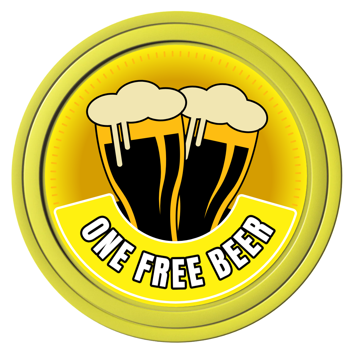 Double Pint 2 Composite Poker Chips - Yellow / Solid - Front