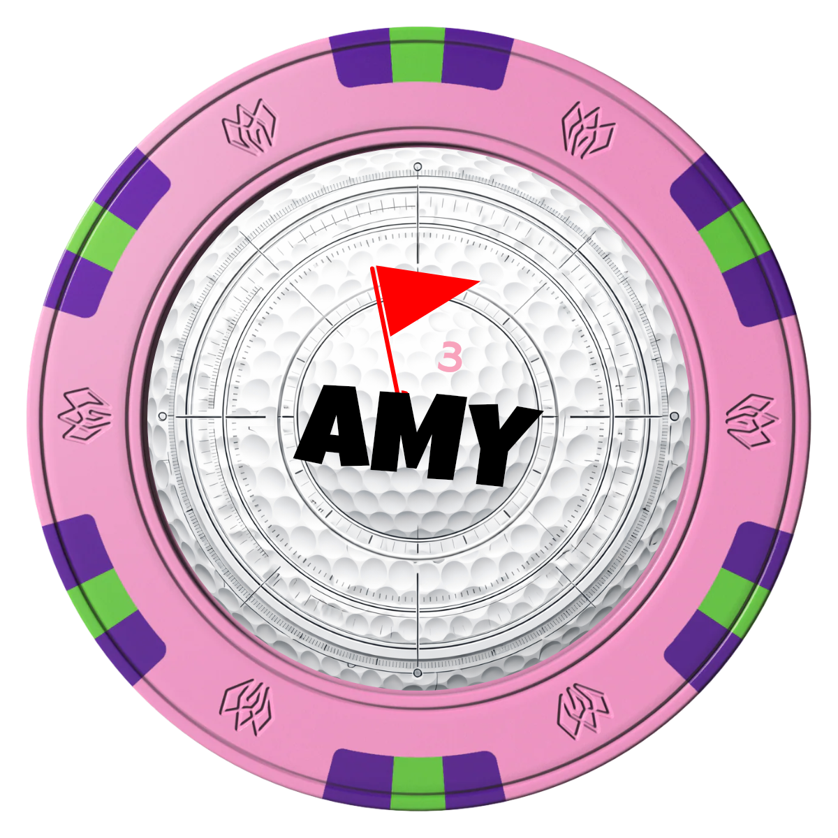 Ball Marcus Jr. Clay Poker Chips - Pink / 6 Spot Gem / 43mm - Front