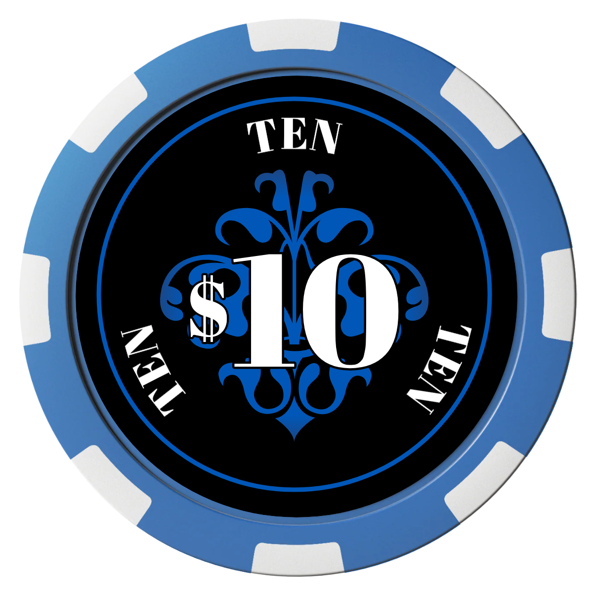 Gothic Revival Magnetic Composite Poker Chips - Blue / 8 Spot - Back