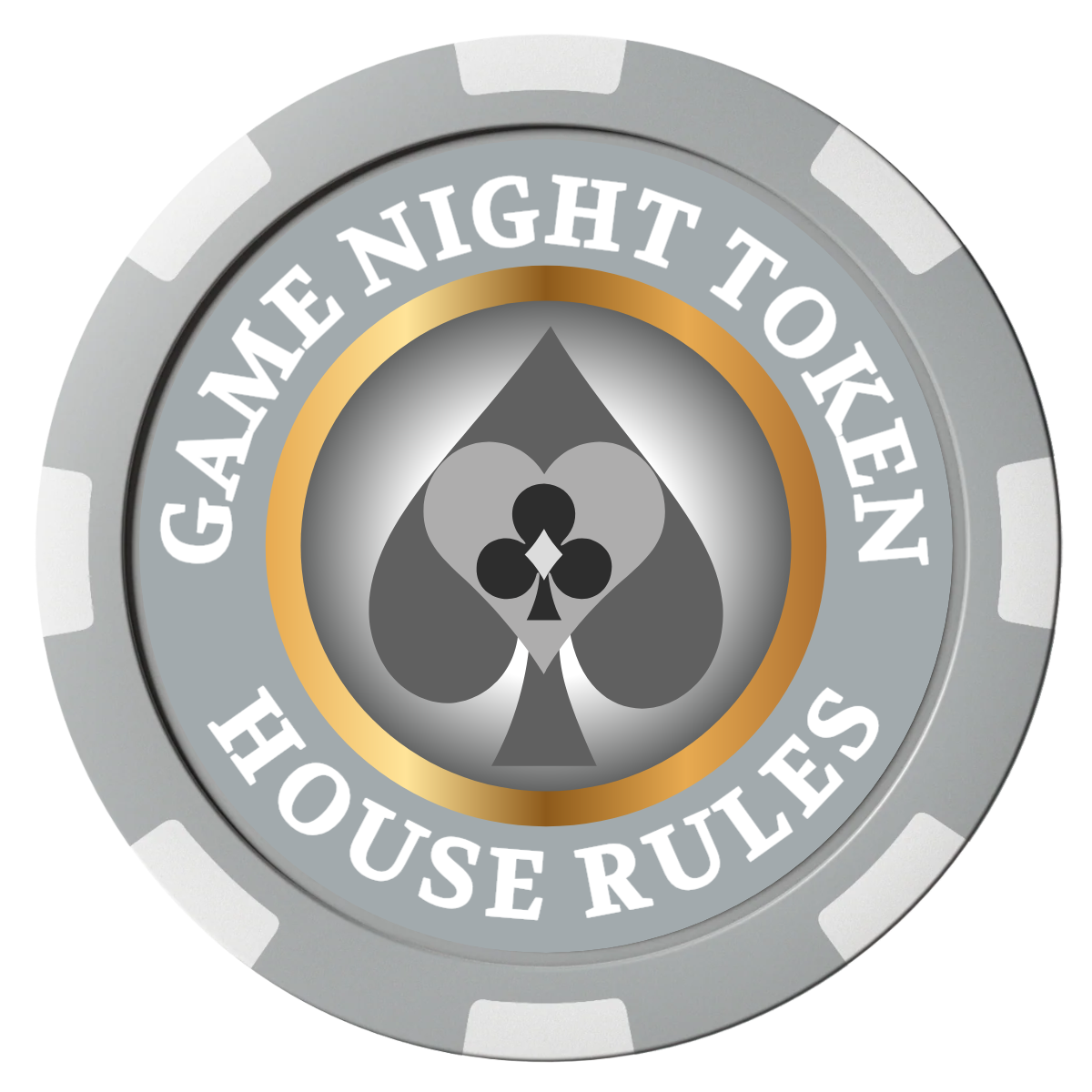 Stacked Suits Composite Poker Chips - Gray / 8 Spot - Front