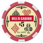 Vintage Four Suits Composite Poker Chips - Black / 8 Spot - Front