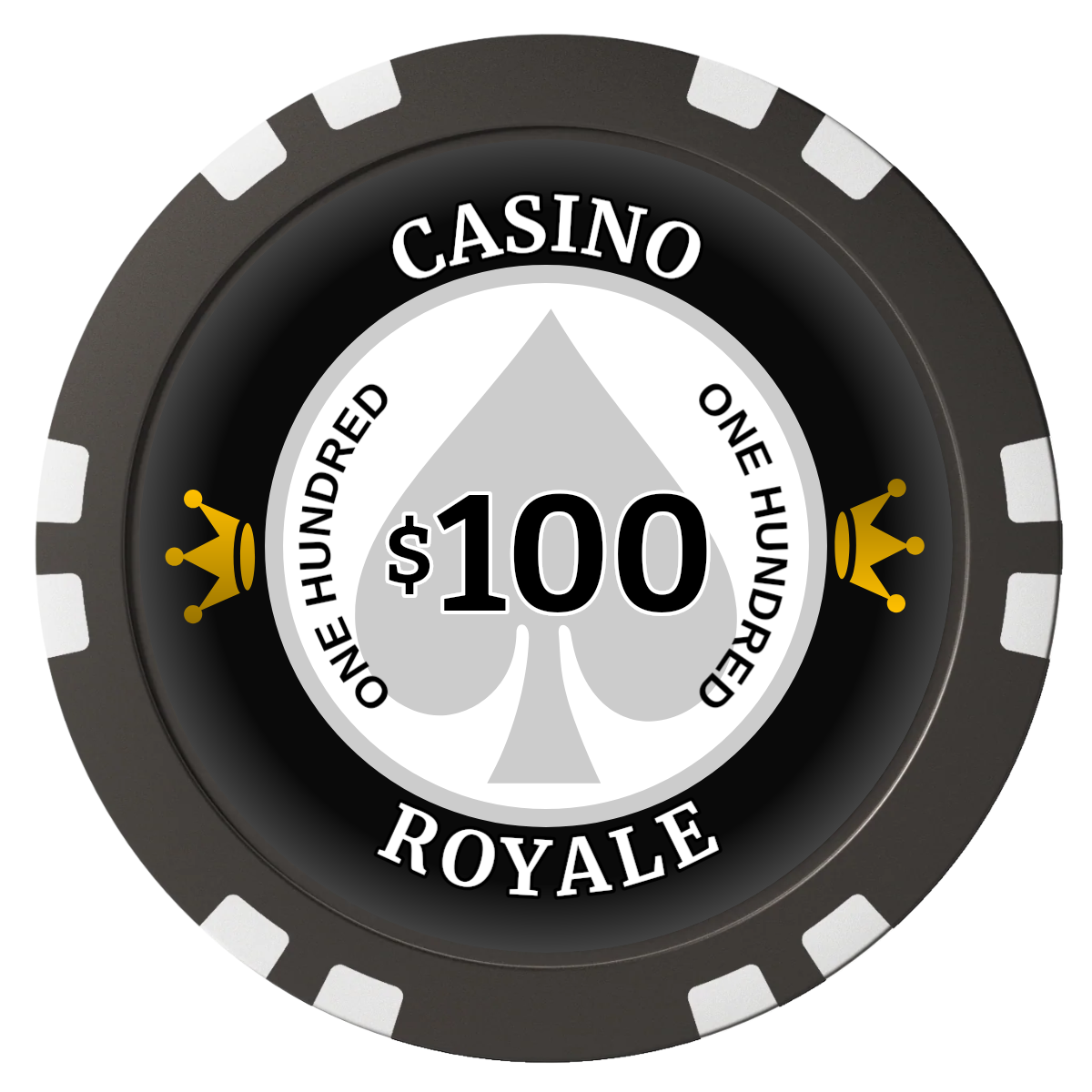 Casino Royale Composite Poker Chips - Black / Double Stripe - Front