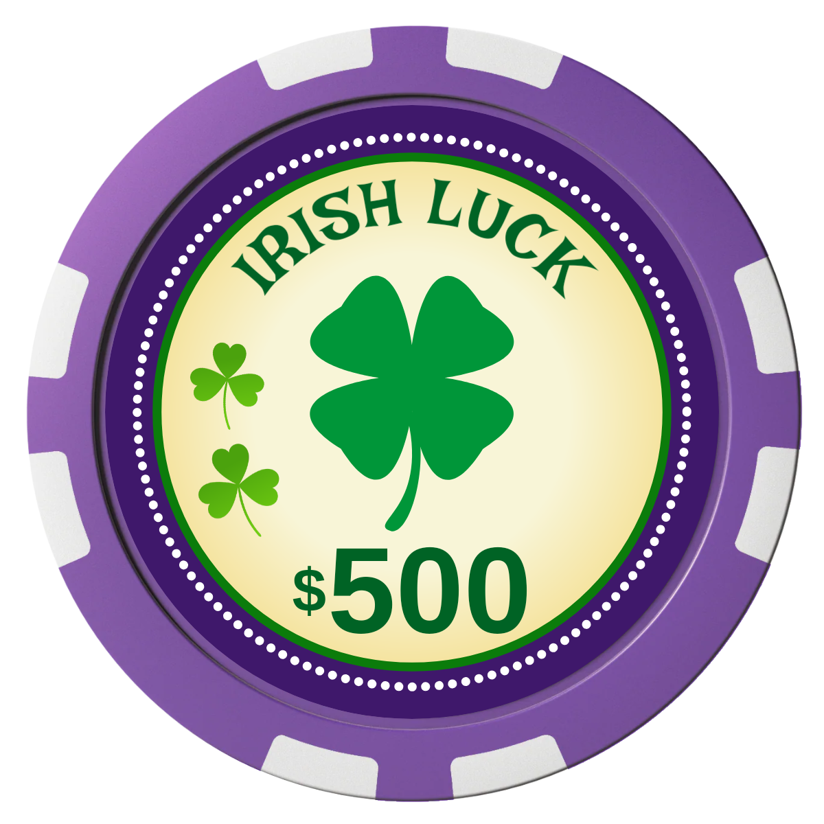 Irish Luck Composite Poker Chips - Purple / 8 Stripe - Front