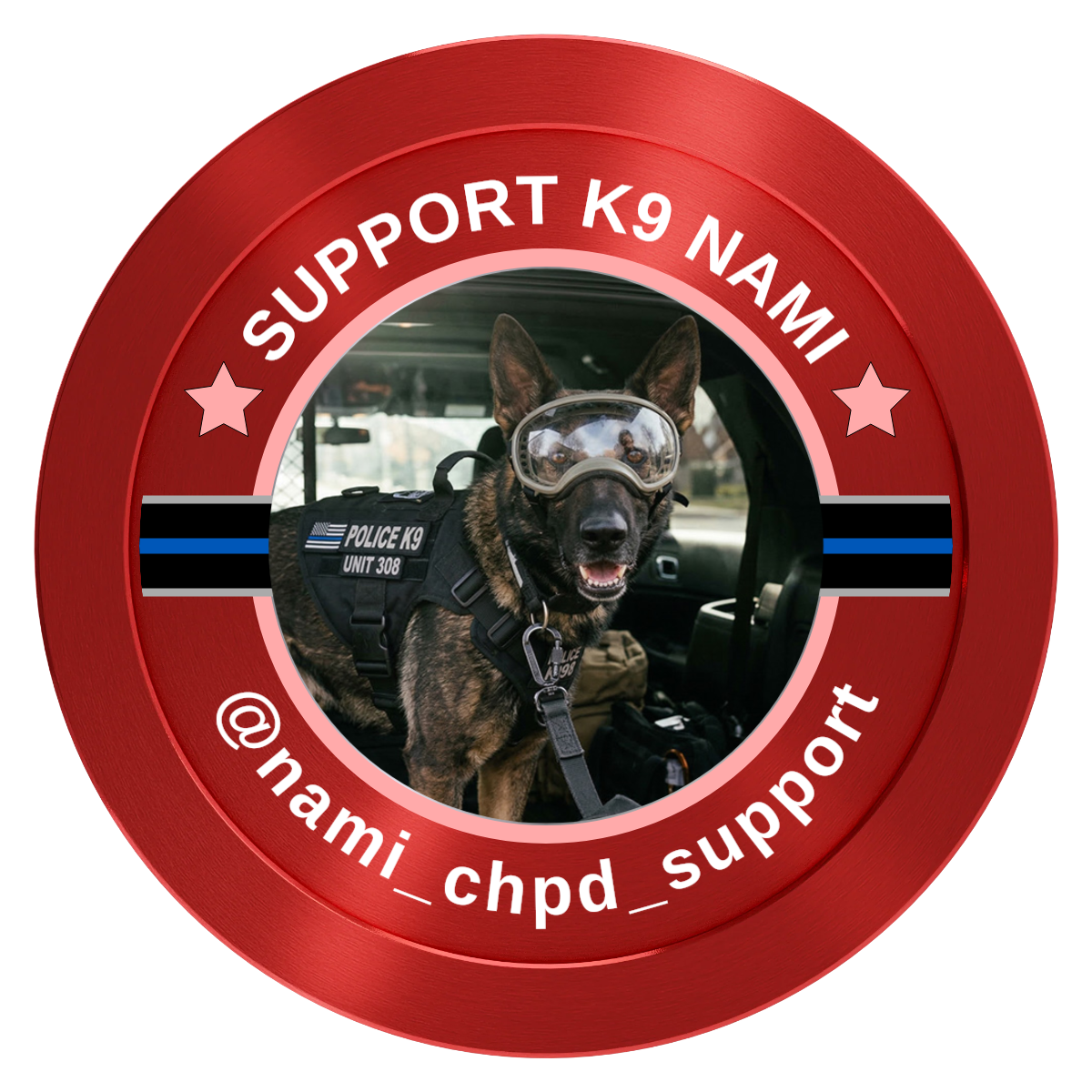 Police Department K9 #02 Aluminum Poker Chips - Red - Front