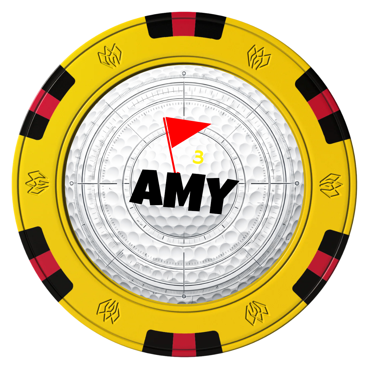 Ball Marcus Jr. Clay Poker Chips - Yellow / 6 Spot Gem / 43mm - Front
