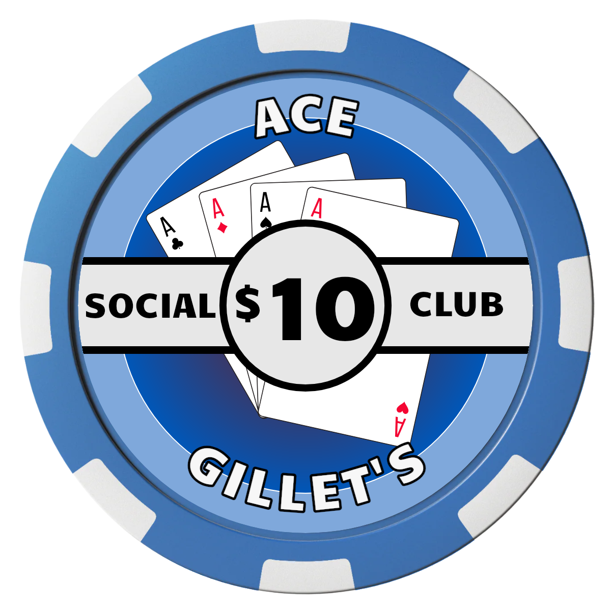 Ace Gillet's Magnetic Composite Poker Chips - Blue / 8 Spot - Front