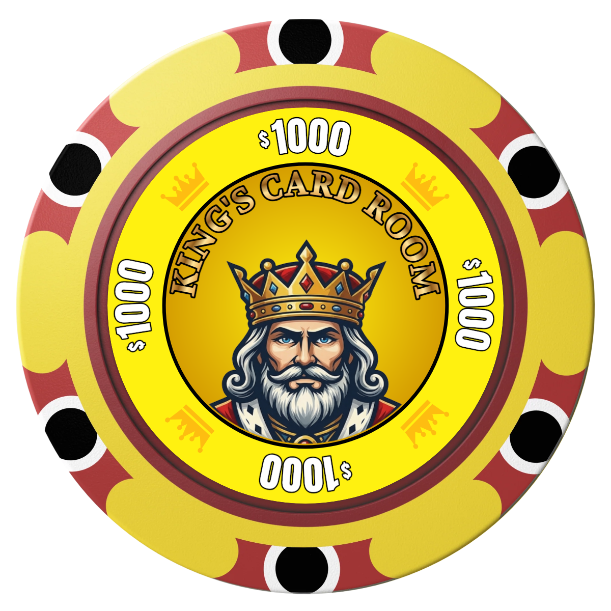 Kings Clay Poker Chips - Yellow / Monte Carlo / 40mm - Front
