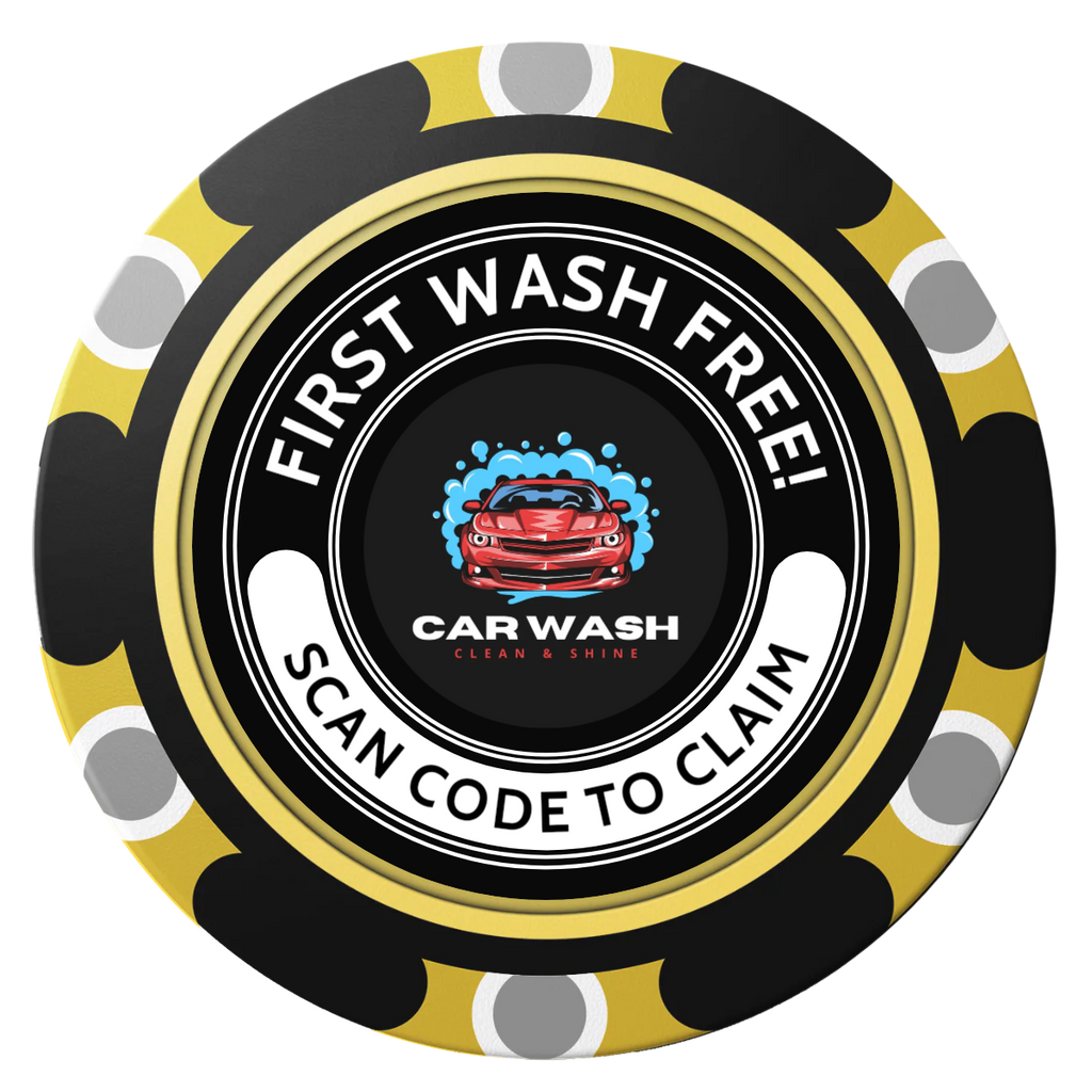 Car Wash Promotion Clay Poker Chips - Black / Monte Carlo / 40mm - Front