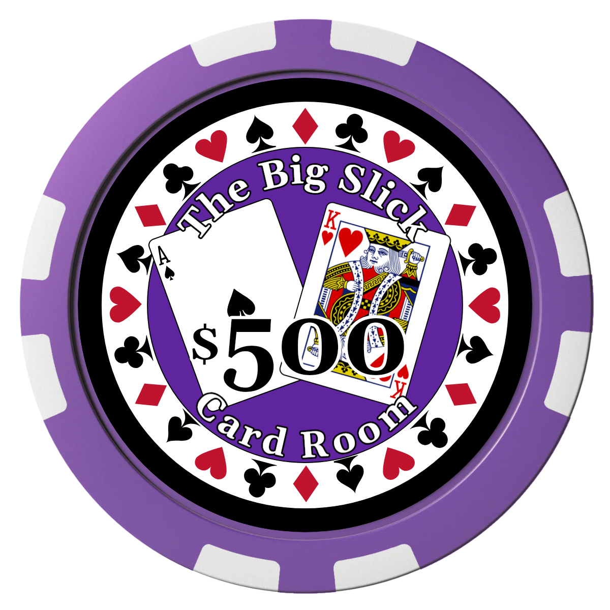 AK Big Slick Composite Poker Chips - Purple / 8 Stripe - Front